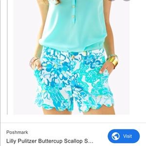 Lilly Pulitzer Buttercup Scalloped Shorts Size 8